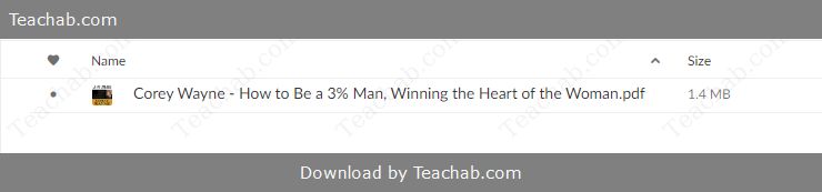 How To Be A 3% Man, Winning The Heart Of The Woman Of Your Dreams by Corey Wayne Free Download